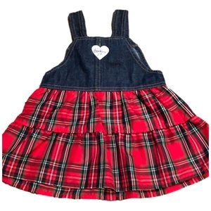 NWT Infants OshKosh Denim Top/Plaid Bottom Jumper